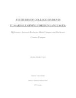 prikaz prve stranice dokumenta ATTITUDES OF COLLEGE STUDENTS  TOWARDS LEARNING FOREIGN LANGUAGES:  Differences between Rochester Main Campus and Rochester