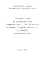 prikaz prve stranice dokumenta Filozofija snimanja na primjeru filma "The Tree of Life" redatelja T. Malicka i snimatelja E. Lubezkog