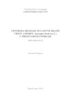 prikaz prve stranice dokumenta Upotreba biomase invazivne biljne vrste amorfe (Amorpha fruticosa L.) u proizvodnji energije