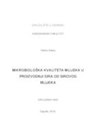 prikaz prve stranice dokumenta Mikrobiološka kvaliteta mlijeka u proizvodnji sira od sirovog mlijeka