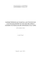 prikaz prve stranice dokumenta Karakterizacija sojeva Lactococcus lactis izoliranih iz ovčjeg mlijeka i odabir potencijalne sirarske kulture