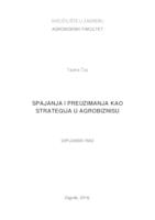 prikaz prve stranice dokumenta Spajanja i preuzimanja kao strategija u agrobiznisu