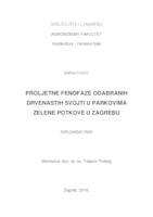 prikaz prve stranice dokumenta Proljetne fenofaze odabranih drvenastih svojti u parkovima Zelene potkove u Zagrebu