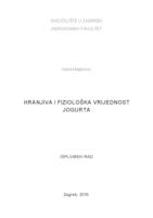 prikaz prve stranice dokumenta Hranjiva i fiziološka vrijednost jogurta