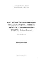 prikaz prve stranice dokumenta Utjecaj gustoće sjetve i prihrane organskim gnojivima na prinos jednozrnca (Triticum monococcum) i dvozrnca (T.dicoccum)