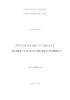 prikaz prve stranice dokumenta Značaj i uloga vitamina u mlijeku i mliječnim proizvodima