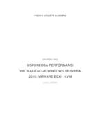 prikaz prve stranice dokumenta Usporedba performansi virtualizacije Windows Servera 2016: VMWARE ESXI I KVM