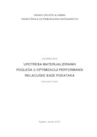 prikaz prve stranice dokumenta UPOTREBA MATERIJALIZIRANIH POGLEDA U OPTIMIZACIJI PERFORMANSI RELACIJSKE BAZE PODATAKA