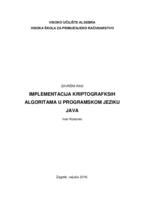 prikaz prve stranice dokumenta IMPLEMENTACIJA KRIPTOGRAFKSIH ALGORITAMA U PROGRAMSKOM JEZIKU JAVA