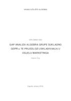 prikaz prve stranice dokumenta GAP ANALIZA ALGEBRA GRUPE SUKLADNO GDPR-u TE PRIJEDLOZI USKLAĐIVANJA U ODJELU MARKETINGA