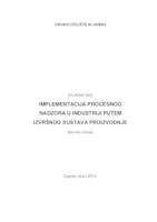 prikaz prve stranice dokumenta IMPLEMENTACIJA PROCESNOG NADZORA U INDUSTRIJI PUTEM IZVRŠNOG SUSTAVA PROIZVODNJE