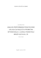 prikaz prve stranice dokumenta ANALIZA PERFORMANSI PODATKOVNIH USLUGA ZA RAZLIČITA PROMETNA OPTEREĆENJA U JAVNOJ POKRETNOJ MREŽI SUSTAVA LTE