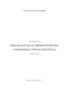 prikaz prve stranice dokumenta WEB APLIKACIJA ZA OBRADU PODATAKA ISTRAŽIVANJA I PRIKAZ IZVJEŠTAJA