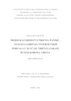 prikaz prve stranice dokumenta Mediji kao sredstvo širenja panike - Analiza sadržaja internetskih portala u slučaju širenja zaraze putem korona virusa