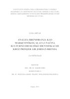 prikaz prve stranice dokumenta Analiza brendiranja kao marketinškog alata i načina kulturno ideološke identifikacije kroz primjer Air Jordan brenda