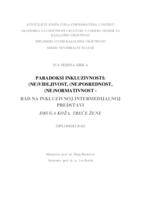 prikaz prve stranice dokumenta Paradoksi inkluzivnosti: (ne) vidljivost, (ne) posrednost, (ne) normativnost- rad na inkluzivnoj intermedijalnoj predstavi "Druga koža, treće žene"