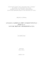 prikaz prve stranice dokumenta Analiza sadržaja hrvatskih novina i portala: govor mržnje i diskriminacija