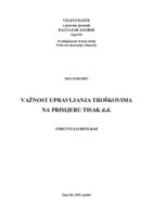 prikaz prve stranice dokumenta Važnost upravljanja troškovima na primjeru Tisak d.d.