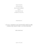 prikaz prve stranice dokumenta Analiza i vrednovanje ekonomske krize iz 2008. godine pod vidom etike u javnom sektoru