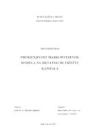 prikaz prve stranice dokumenta PRIMJENJIVOST MARKOWITZEVOG MODELA NA HRVATSKOM TRŽIŠTU KAPITALA