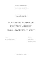 prikaz prve stranice dokumenta Planiranje kadrova u poduzeću "Orbico" d.o.o., podružnica Split