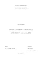 prikaz prve stranice dokumenta Analiza kadrova u poduzeću Euroherc d.d. Sarajevo