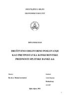 prikaz prve stranice dokumenta DRUŠTVENO ODGOVORNO POSLOVANJE KAO PRETPOSTAVKA KONKURENTSKE PREDNOSTI SPLITSKE BANKE d.d.