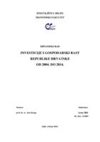 prikaz prve stranice dokumenta INVESTICIJE I GOSPODARSKI RAST REPUBLIKE HRVATSKE OD 2004. DO 2014.