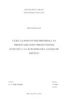 prikaz prve stranice dokumenta Utjecaj poslovnih prepreka na profitabilnost proizvodnih poduzeća na europskom i azijskom tržištu