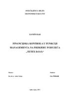 prikaz prve stranice dokumenta FINANCIJSKA KONTROLA U FUNKCIJI MANAGEMENTA NA PRIMJERU PODUZEĆA „TETEX D.O.O.“