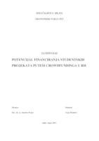 prikaz prve stranice dokumenta Potencijal financiranja studentskih projekata putem crowdfundinga u RH-oj