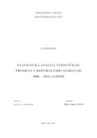 prikaz prve stranice dokumenta STATISTIĈKA ANALIZA TURISTIĈKOG PROMETA U REPUBLICI HRVATSKOJ OD 2000. – 2016. GODINE