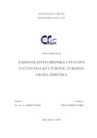 prikaz prve stranice dokumenta ZADOVOLJSTVO DIONIKA I STAVOVI O UČINCIMA KULTURNOG TURIZMA GRADA ŠIBENIKA