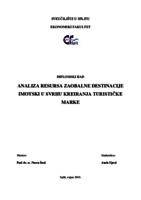 prikaz prve stranice dokumenta Analiza resursa zaobalne destinacije Imotski u svrhu kreiranja turističke marke