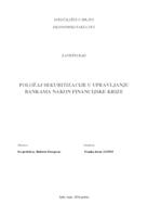prikaz prve stranice dokumenta POLOŽAJ SEKURITIZACIJE U UPRAVLJANJU BANKAMA NAKON FINANCIJSKE KRIZE