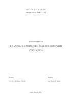 prikaz prve stranice dokumenta LEASING NA PRIMJERU MALIH I SREDNJIH PODUZEĆA