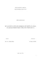 prikaz prve stranice dokumenta KVALITETA FINANCIJSKOG IZVJEŠTAVANJA I KARAKTERISTIKE UPRAVE PODUZEĆA