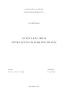 prikaz prve stranice dokumenta LICENCA KAO OBLIK INTERNACIONALIZACIJE POSLOVANJA
