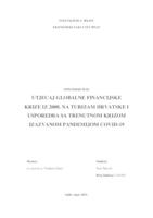 prikaz prve stranice dokumenta UTJECAJ GLOBALNE FINANCIJSKE KRIZE IZ 2008. NA TURIZAM HRVATSKE I USPOREDBA SA TRENUTNOM KRIZOM IZAZVANOM PANDEMIJOM COVID-19