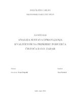 prikaz prve stranice dokumenta ANALIZA SUSTAVA UPRAVLJANJA KVALITETOM NA PRIMJERU PODUZEĆA ĈISTOĆA D.O.O. ZADAR