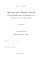 prikaz prve stranice dokumenta Optimizacija plana proizvodnje metodama višekriterijskog programiranja na primjeru poduzeća trikotažne konfekcije