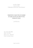 prikaz prve stranice dokumenta VREDNOVANJE FINANCISKE STABILNOSTI BANKOVNOG POSLOVANJA