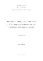 prikaz prve stranice dokumenta Materijalna prava te obračun plaća i naknada zaposlenika na primjeru školske ustanove