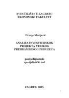 prikaz prve stranice dokumenta Analiza investicijskog projekta velikog prehrambenog poduzeća