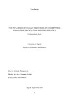 prikaz prve stranice dokumenta The influence of human resources on competitive advantage in croatian banking industry