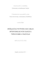 prikaz prve stranice dokumenta Vršnjačka potpora kao oblike intervencije kod djece s teškoćama u razvoju