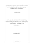 prikaz prve stranice dokumenta Optimizacija potrebne programske memorije kod automatski generiranih testova za Autosar RTE