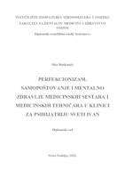 prikaz prve stranice dokumenta Perfekcionizam, samopoštovanje i mentalno zdravlje medicinskih sestara i medicinskih tehničara u Klinici za psihijatriju Sveti Ivan