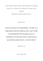 prikaz prve stranice dokumenta Povezanost pandemije COVID-19 s promjenom incidencije akutnih namjernih intoksikacija u Jedinici intenzivnog liječenja Kliničke bolnice Sveti Duh