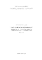 prikaz prve stranice dokumenta Analitički sustav tvrtke iz područja autoindustrije